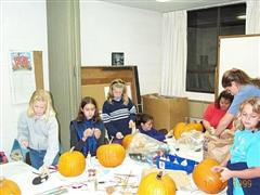 Boy and Girl Pioneer Pumpkin Carving